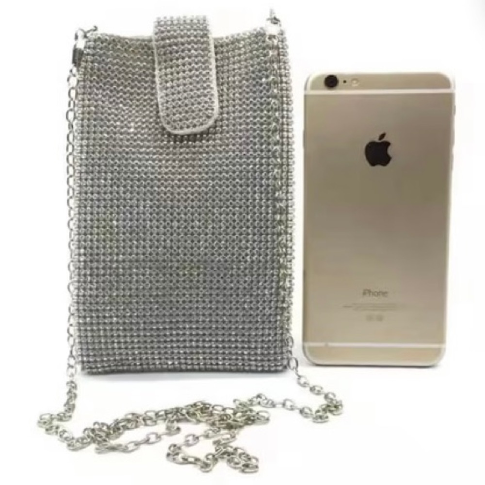 Rhinestone Cell Phone crossbody purse with chain Sparkle Bling - Picture 2 of 11